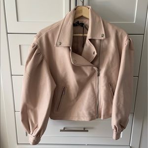 Vegan leather crop biker jacket